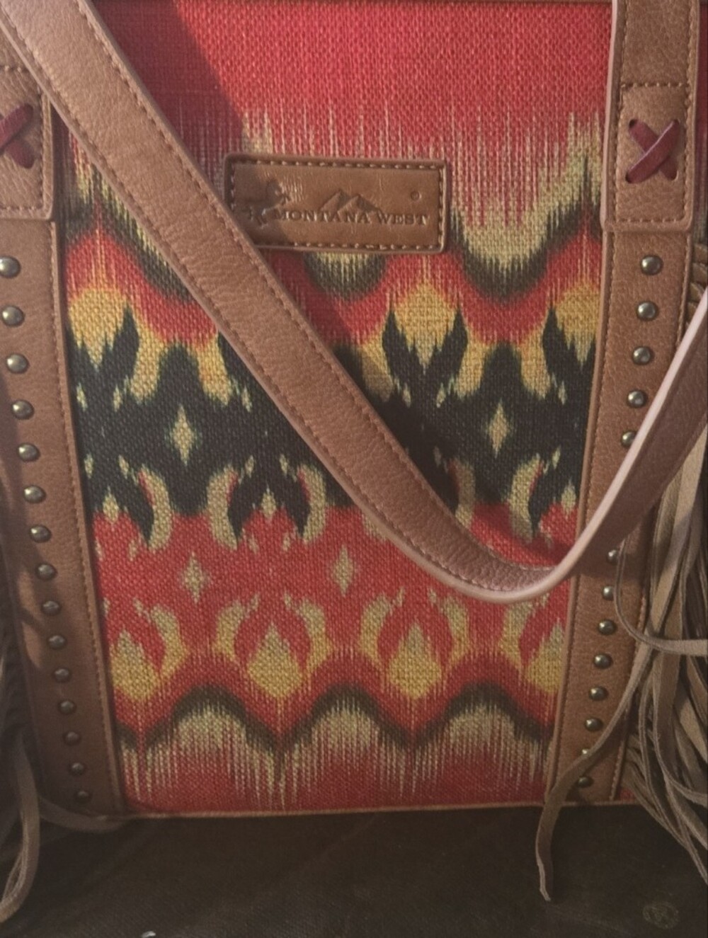 MONTANA WEST Western Fall Colors Fringe Boho Tote Bag NWT